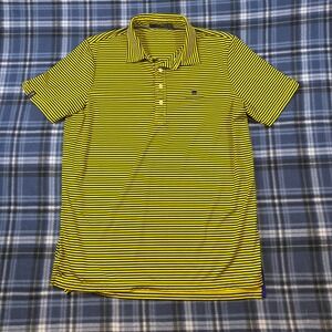 RLX Ralph Lauren Mens Yellow Navy Striped Performance Golf Polo Shirt Large